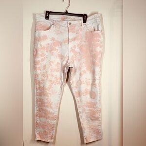 Pink and White Tie-dye Levi 721 High Rise Skinny Ankle Denim Jeans size 18 18W